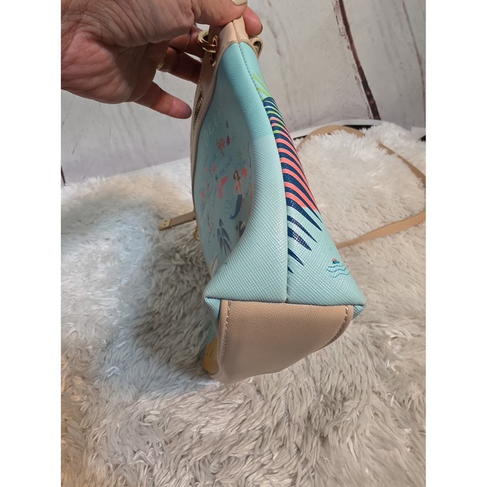 Spartina 449 Greetings from the Caribbean Sea Map Crossbody Bag Blue Tan Multi - Picture 3 of 11